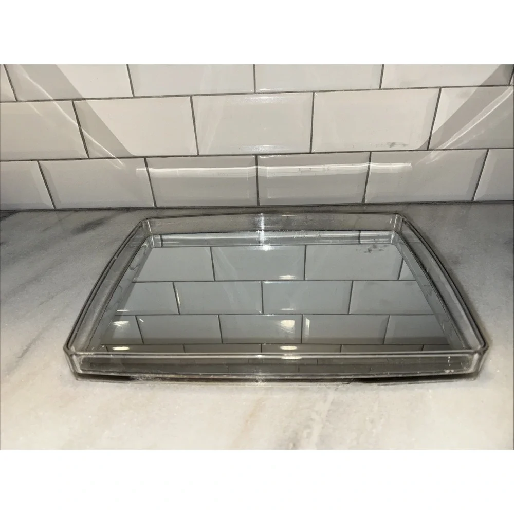 Vintage Vanity Lucite Acrylic Mirrored Tray Mid Century Modern GW993‎